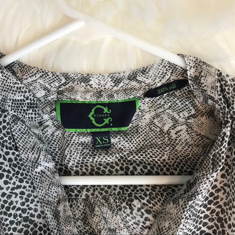 100% Silk Snake Print Blouse - Picture 4 of 4